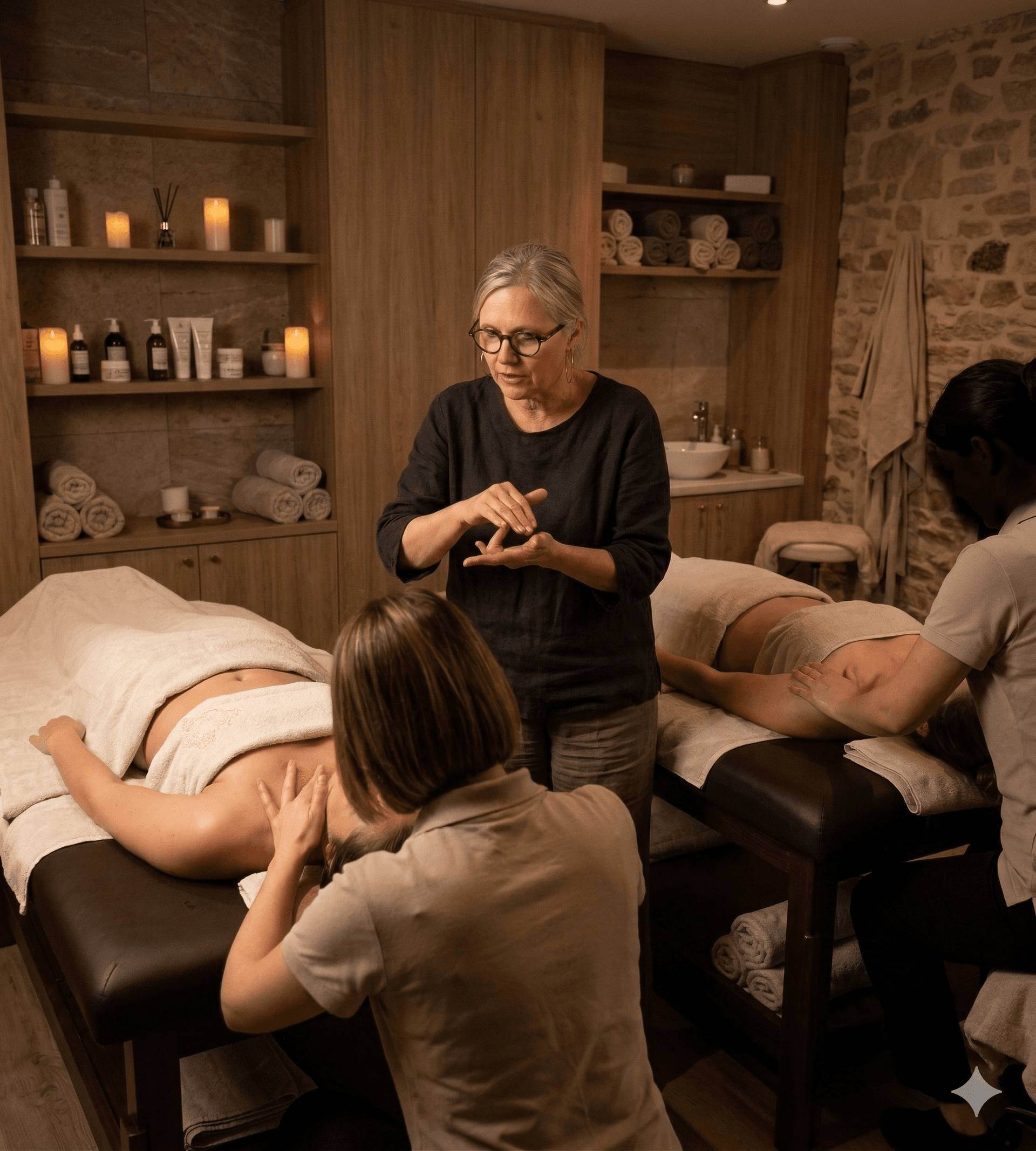 Christine Allanic enseignant les techniques de modelages bien-être