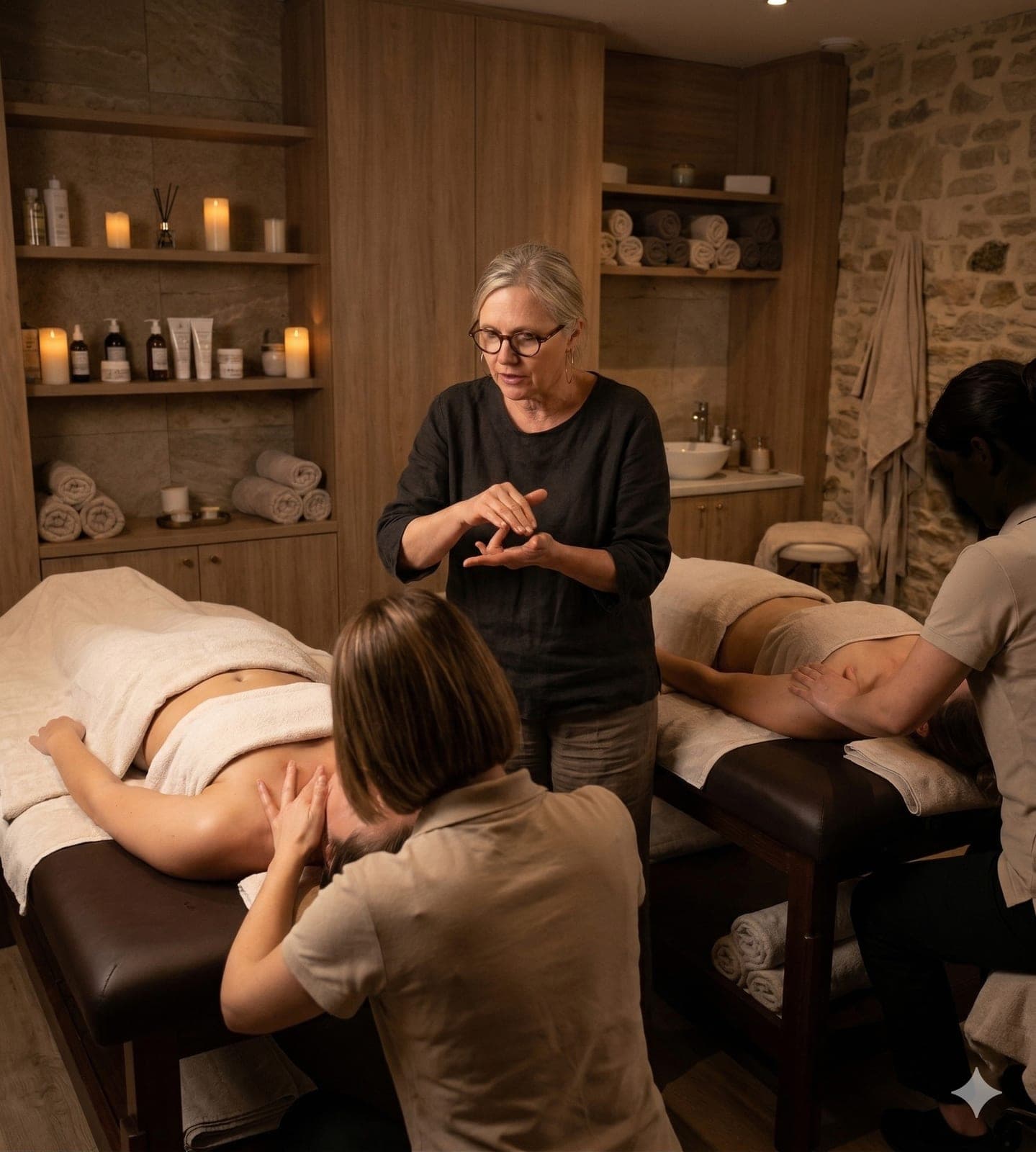 Christine Allanic enseignant les techniques de modelages bien-être